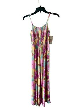 Roxy Girls Floral Multicolor Maxi Romper  - Pink, Yellow, Aqua